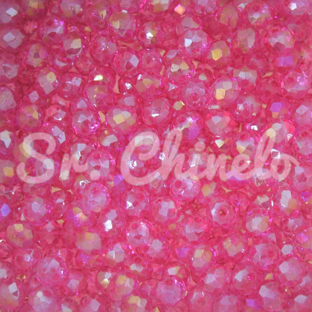 Cristal de Vidro, Rondel, 06mm, Rosa Choque Transparente Furtacor