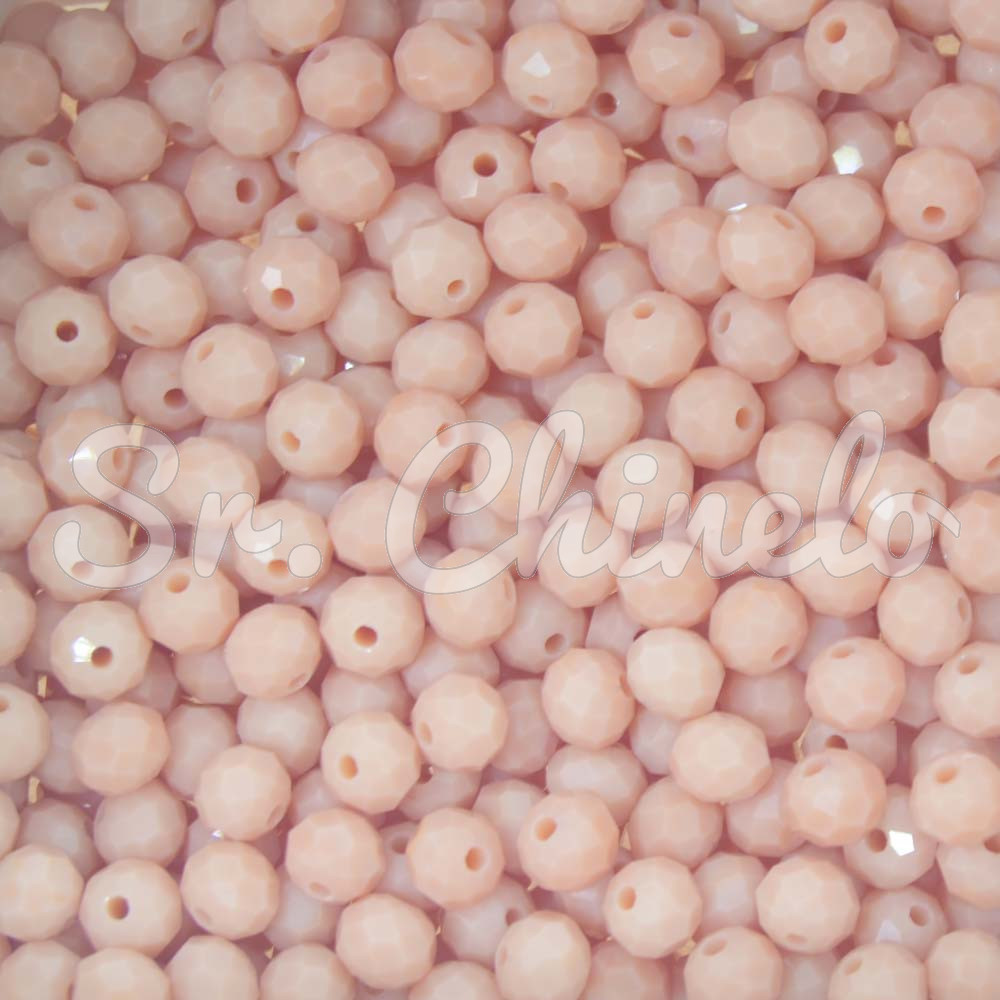Cristal de Vidro, Rondel, 06mm, Salmão Rosado
