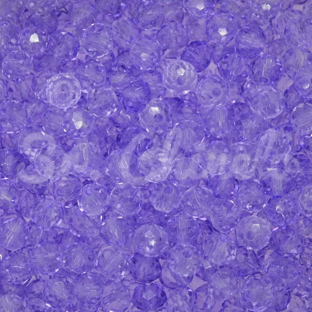 Cristal de Vidro, Rondel, 06mm, Lilás Transparente