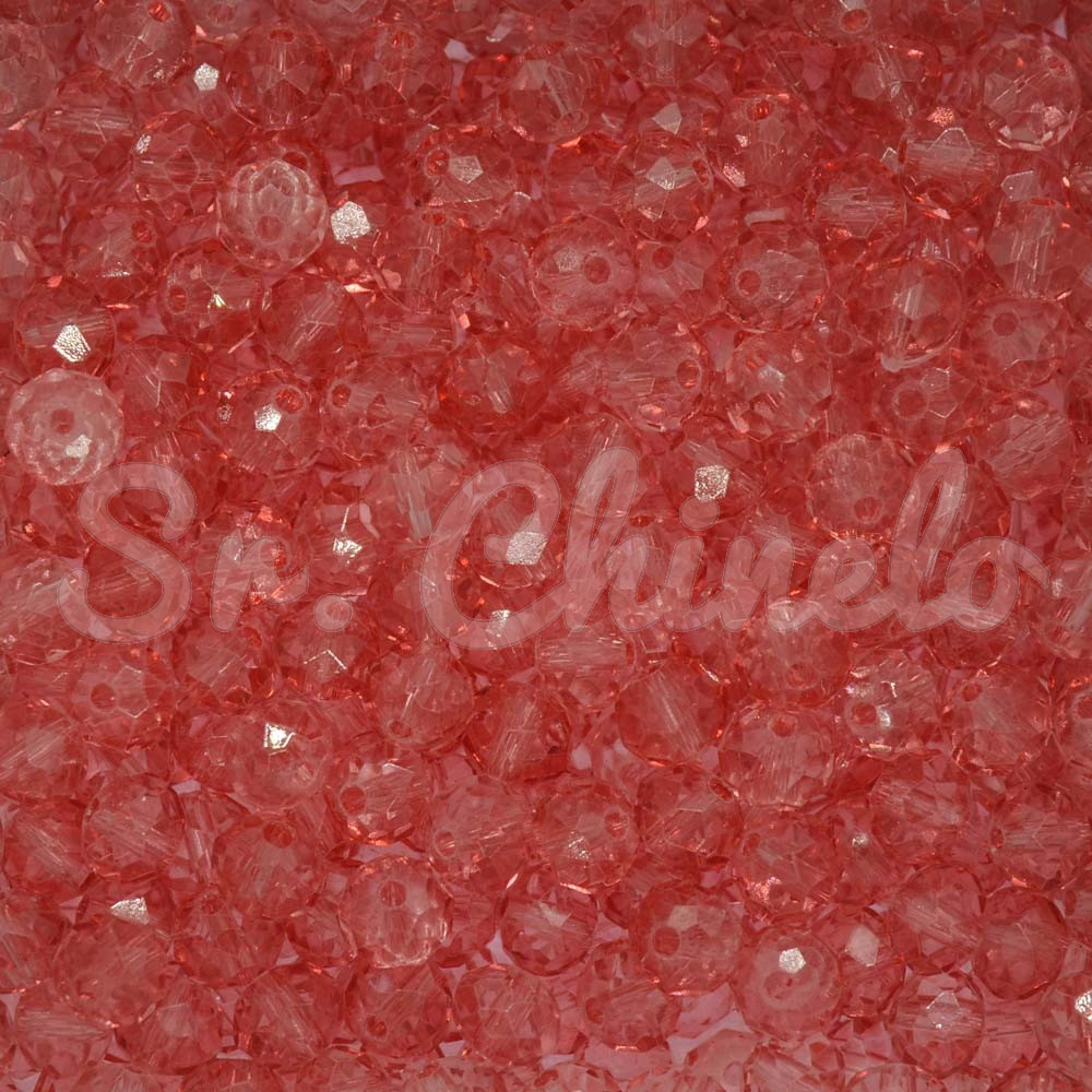 Cristal de Vidro, Rondel, 06mm, Melancia Transparente