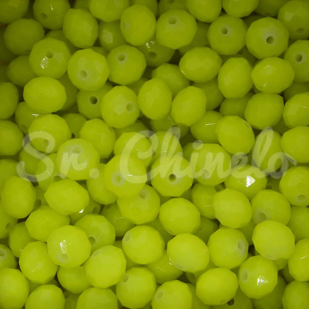 Cristal de Vidro, Rondel, 08mm, Amarelo Limão