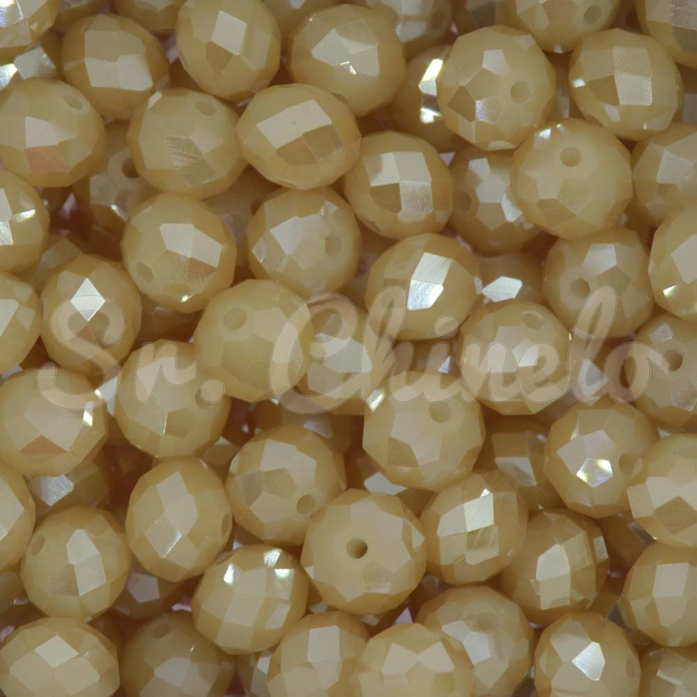 Cristal de Vidro, Rondel, 10mm, Doce de Leite