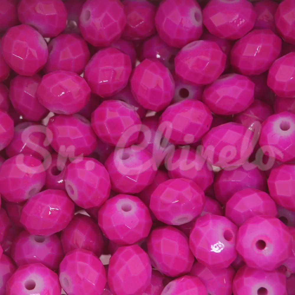 Cristal de Vidro, Rondel, 10mm, Rosa Choque