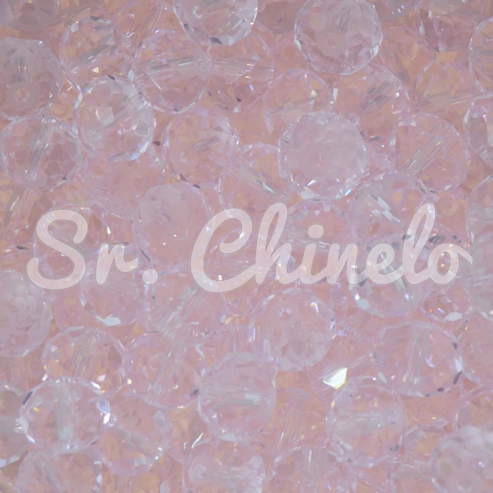 Cristal de Vidro, Rondel, 10mm, Rosa Transparente