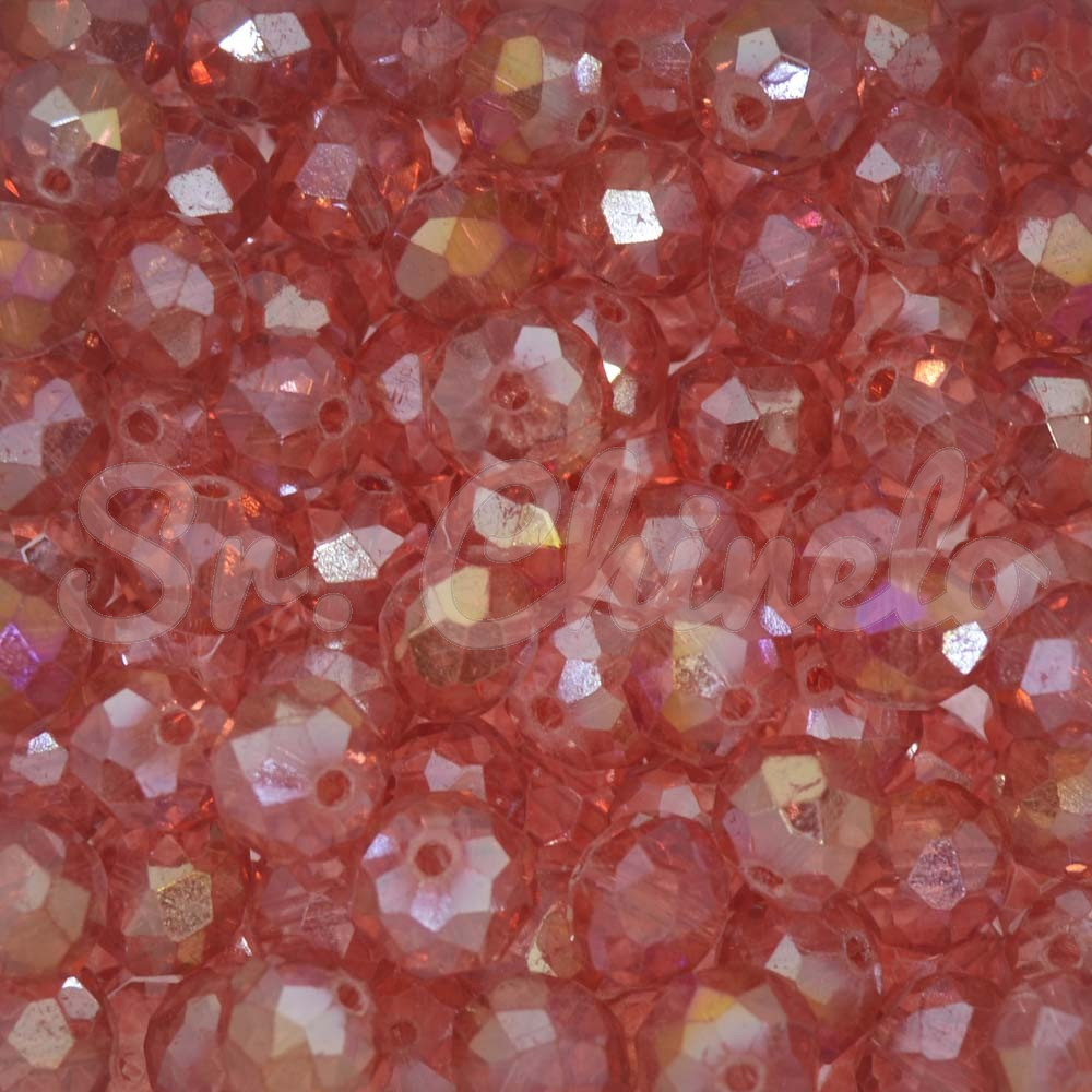 Cristal de Vidro, Rondel, 10mm, Melancia Transparente