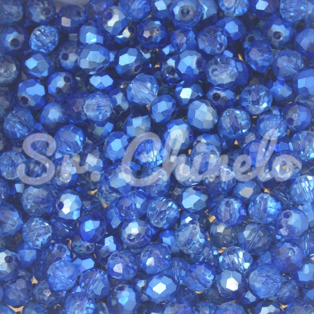 Cristal de Vidro, 06mm, Mesclado Metalizado/Transparente Azul Royal