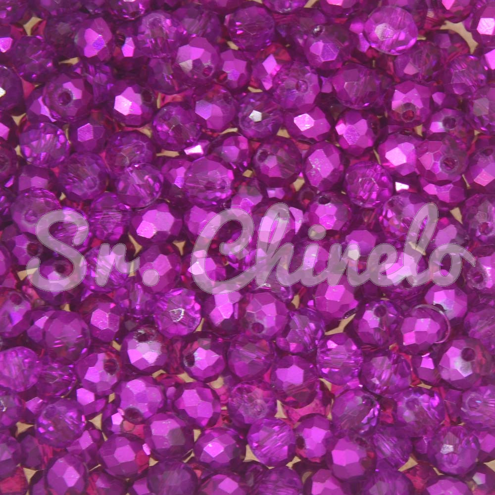 Cristal de Vidro, 06mm, Mesclado Metalizado/Transparente Pink