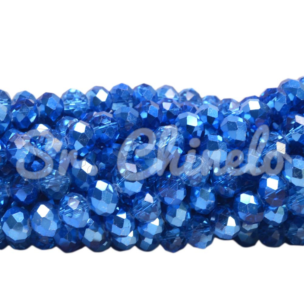 Cristal de Vidro, 10mm, Mesclado Metalizado/Transparente Azul Royal