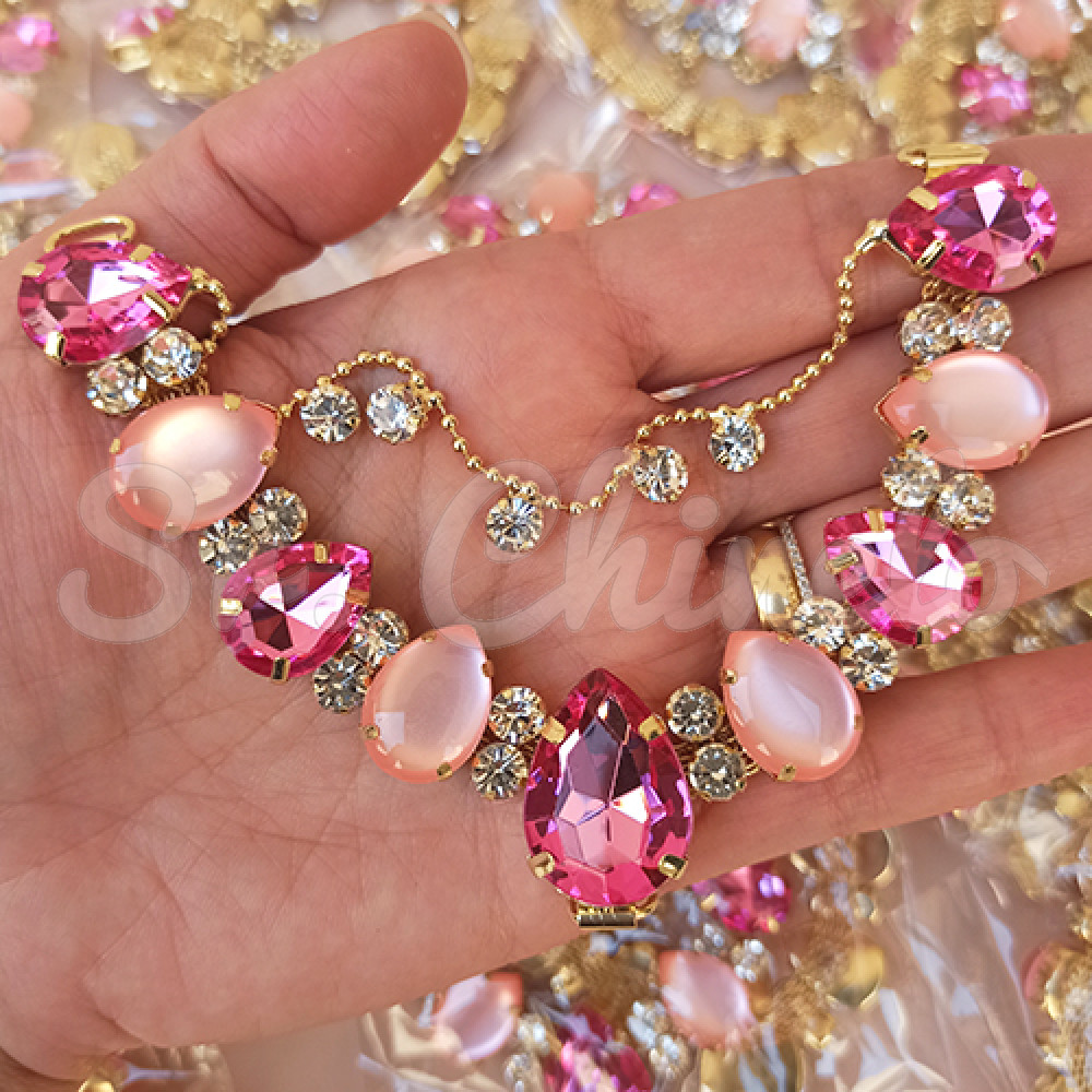 Cabedal Coraline, Passante, Correntinha, Rosa Claro/Rosa Jateado