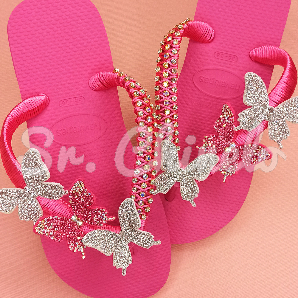 Cabedal Paloma, Tecido, Borboleta, Cristal