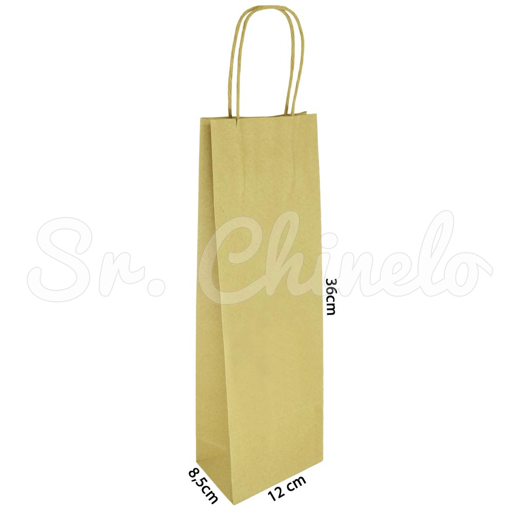 Sacola, 12cm x 36cm, Kraft
