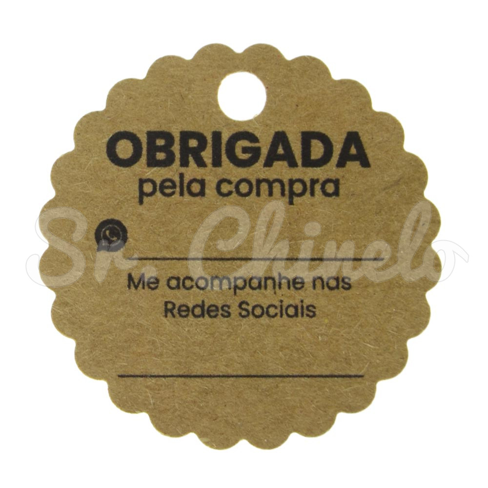 Tag Obrigada pela Compra, 5cm, Kraft
