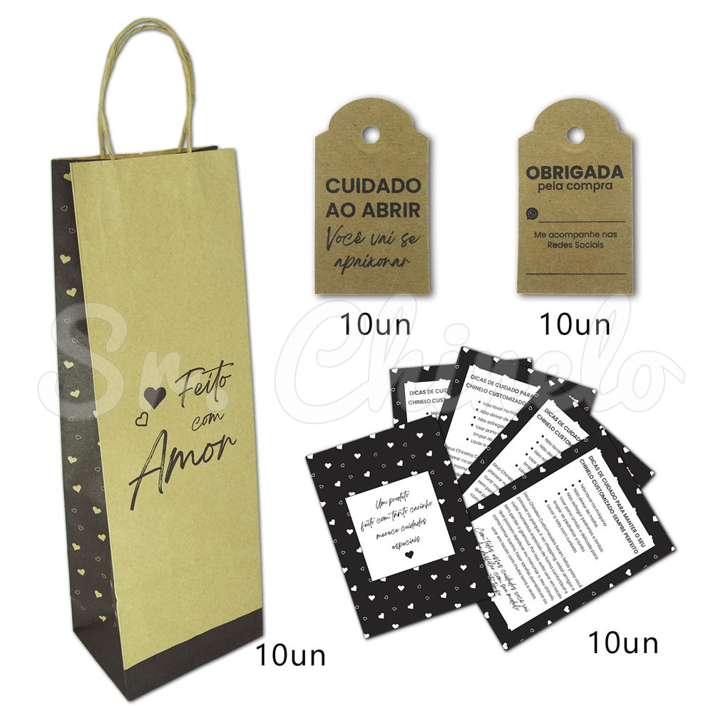 Kit Embalagens, Cuidado ao Abrir, Kraft