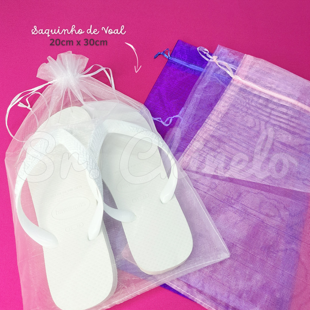 Saquinho de Voal, 20cm x 30cm, Rosa