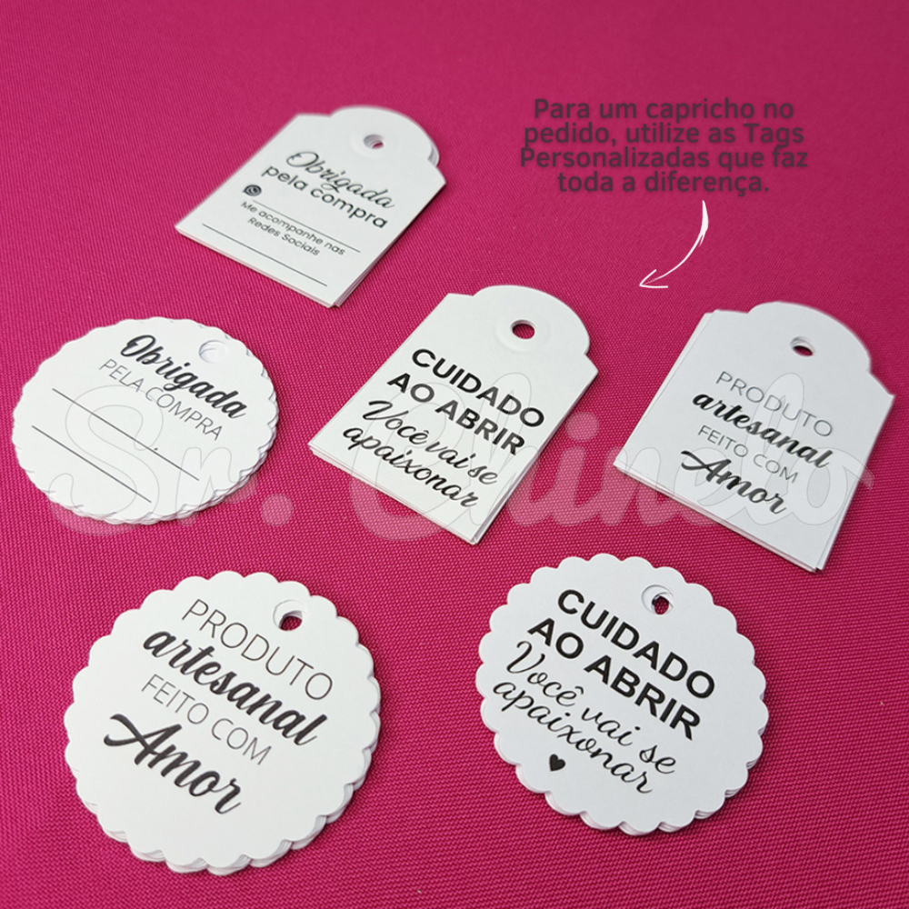 Tag Cuidado ao Abrir Você vai se Apaixonar, 6.5cm x 4cm, Branco