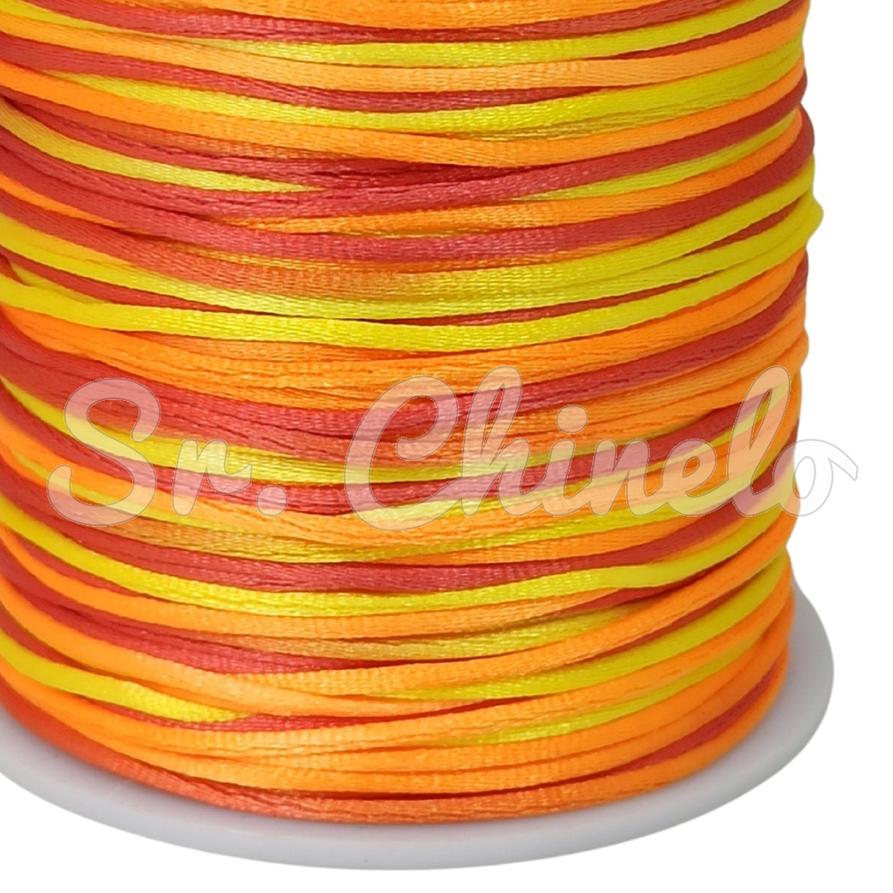 Fio de Seda, 1mm, Mesclado Vermelho/Laranja/Amarelo