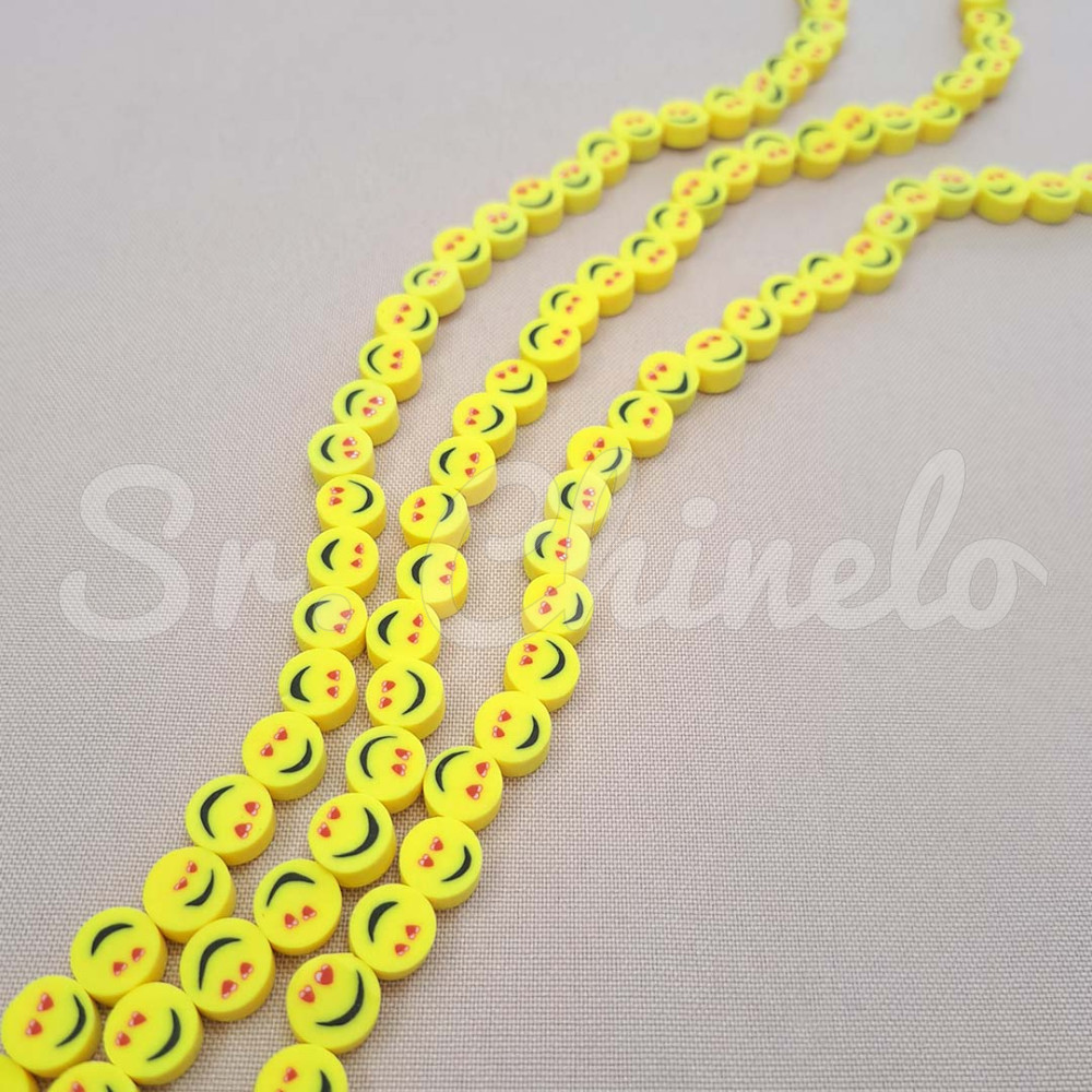 Fio de Fimo Emborrachado, Smiles Coração, Amarelo