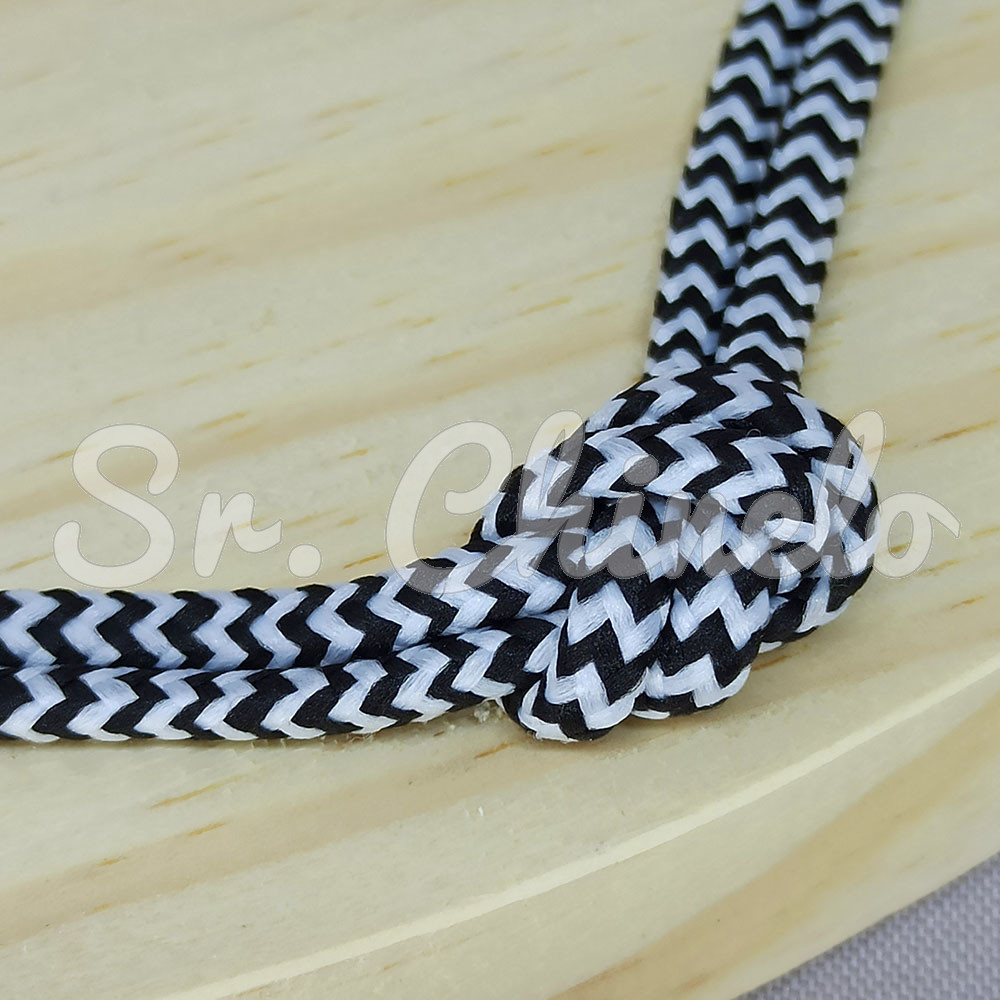 Cordão de Poliéster, Zigzag, 4mm, Preto