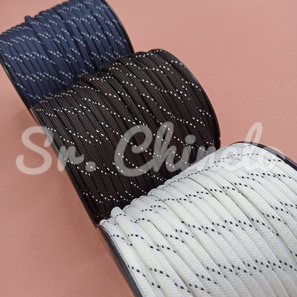 Cordão de Poliéster, Pontilhado, 4mm, Preto