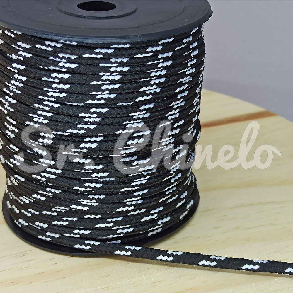 Cordão de Poliéster, Filete, 4mm, Preto