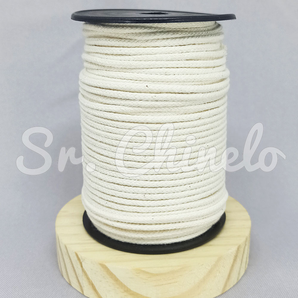 Cordão de Algodão com Alma, 3mm, Cru
