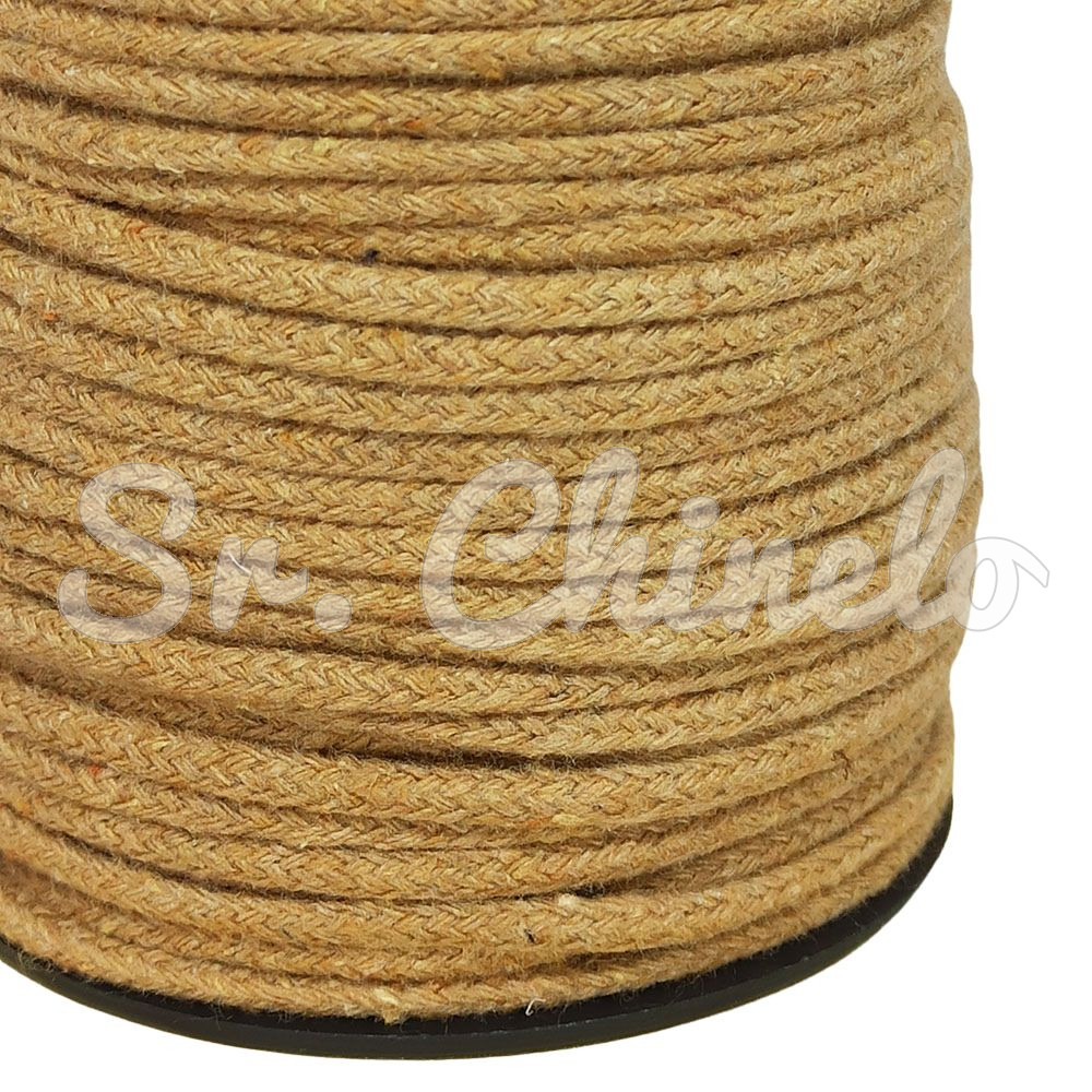 Cordão de Algodão com Alma, 3mm, Bege Caqui