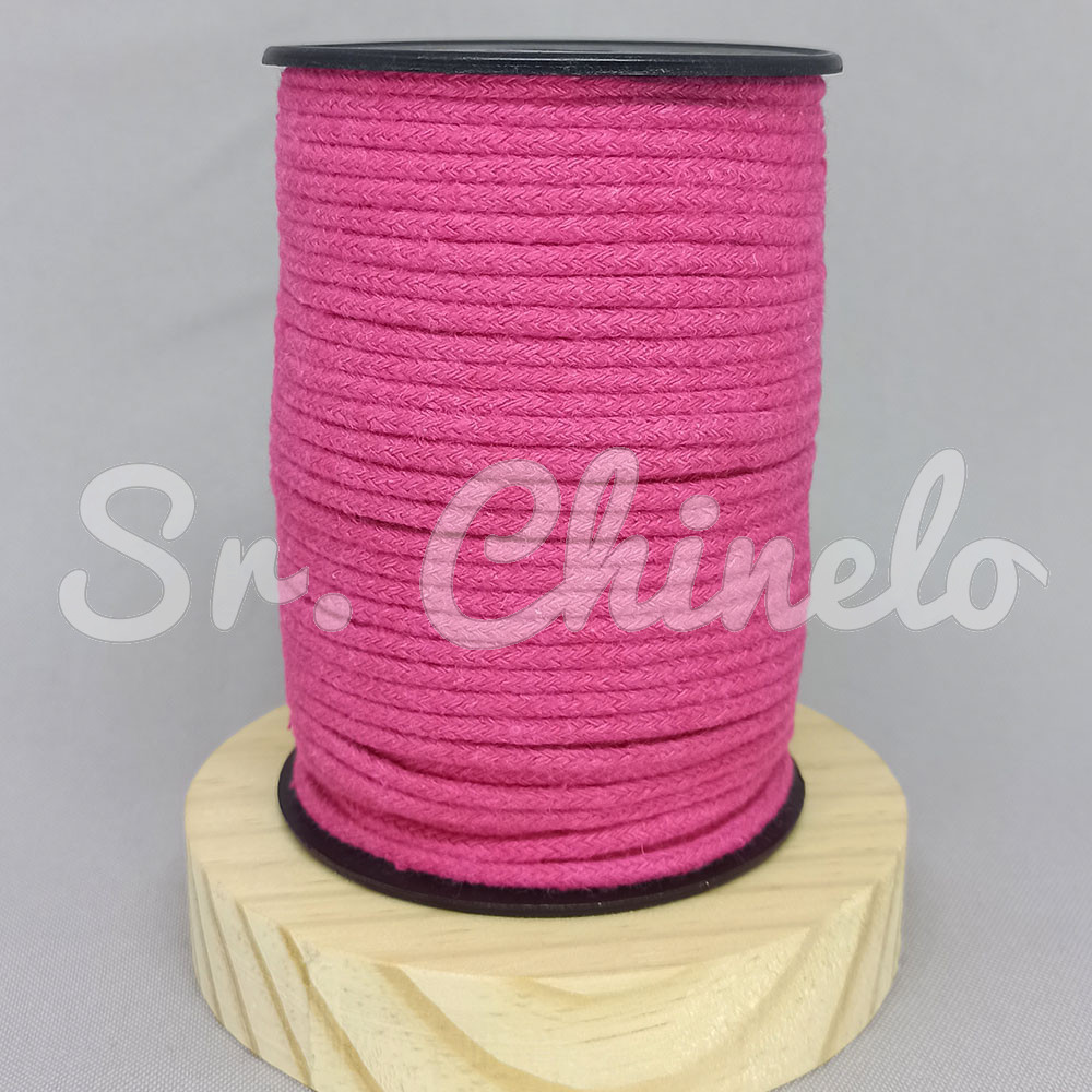 Cordão de Algodão com Alma, 3mm, Rosa