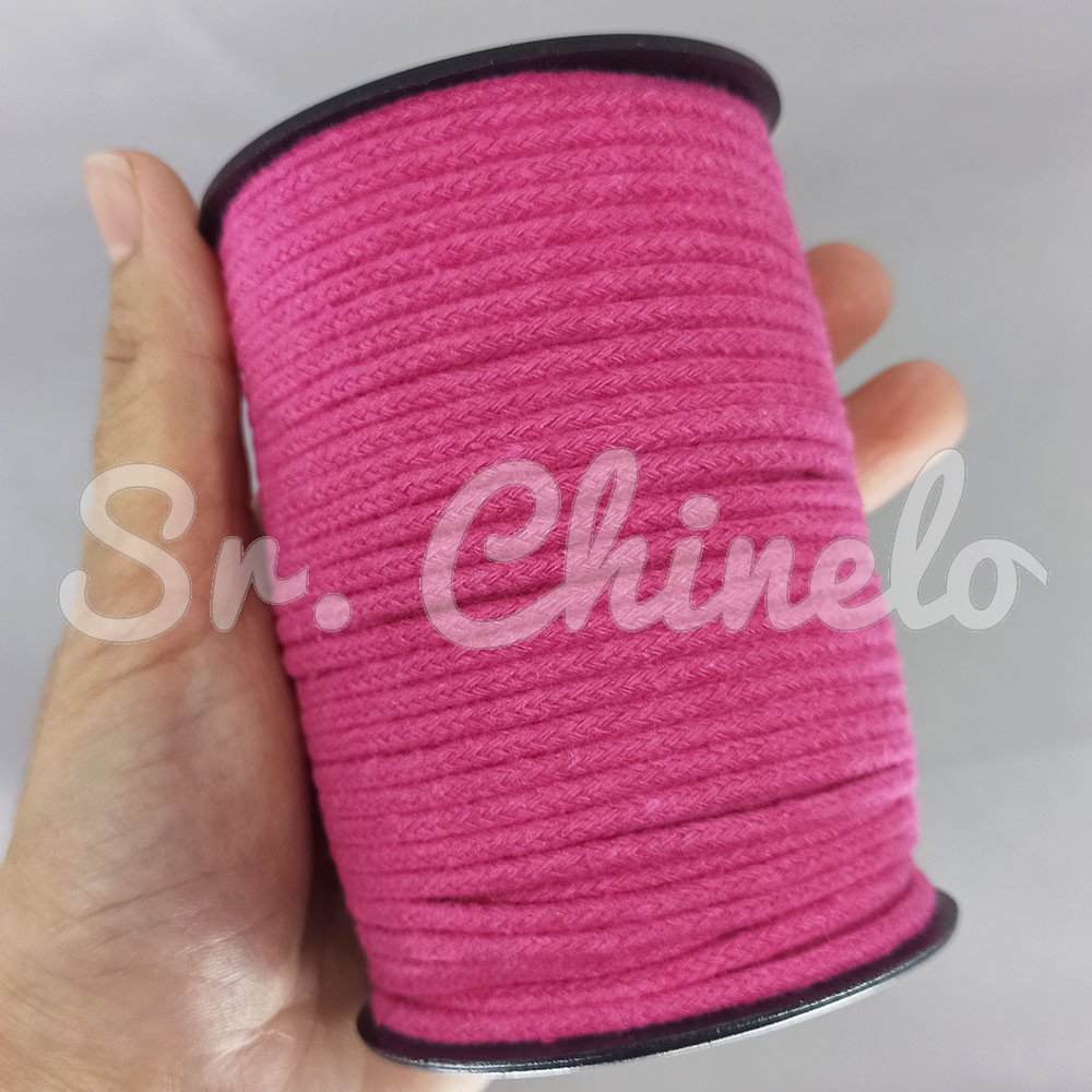 Cordão de Algodão com Alma, 3mm, Rosa