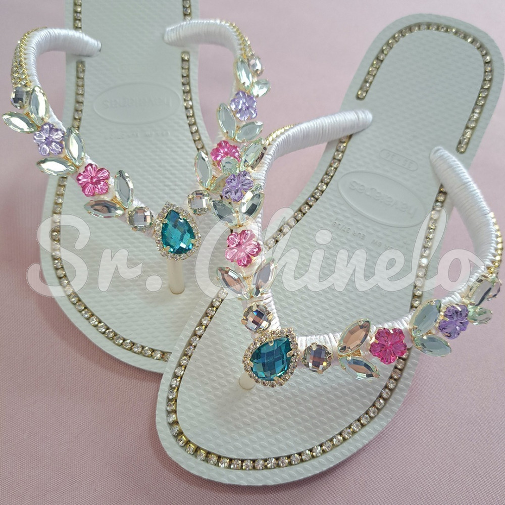 Cabedal Jasmim, Banhado, Rebite, Rosa Pink/Lilás/Cristal