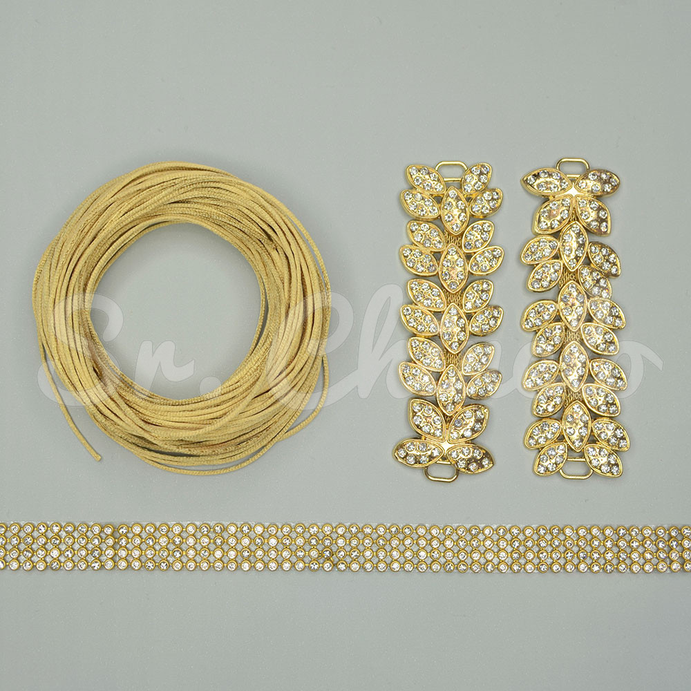 Kit Cabedal Folhas, Dourado