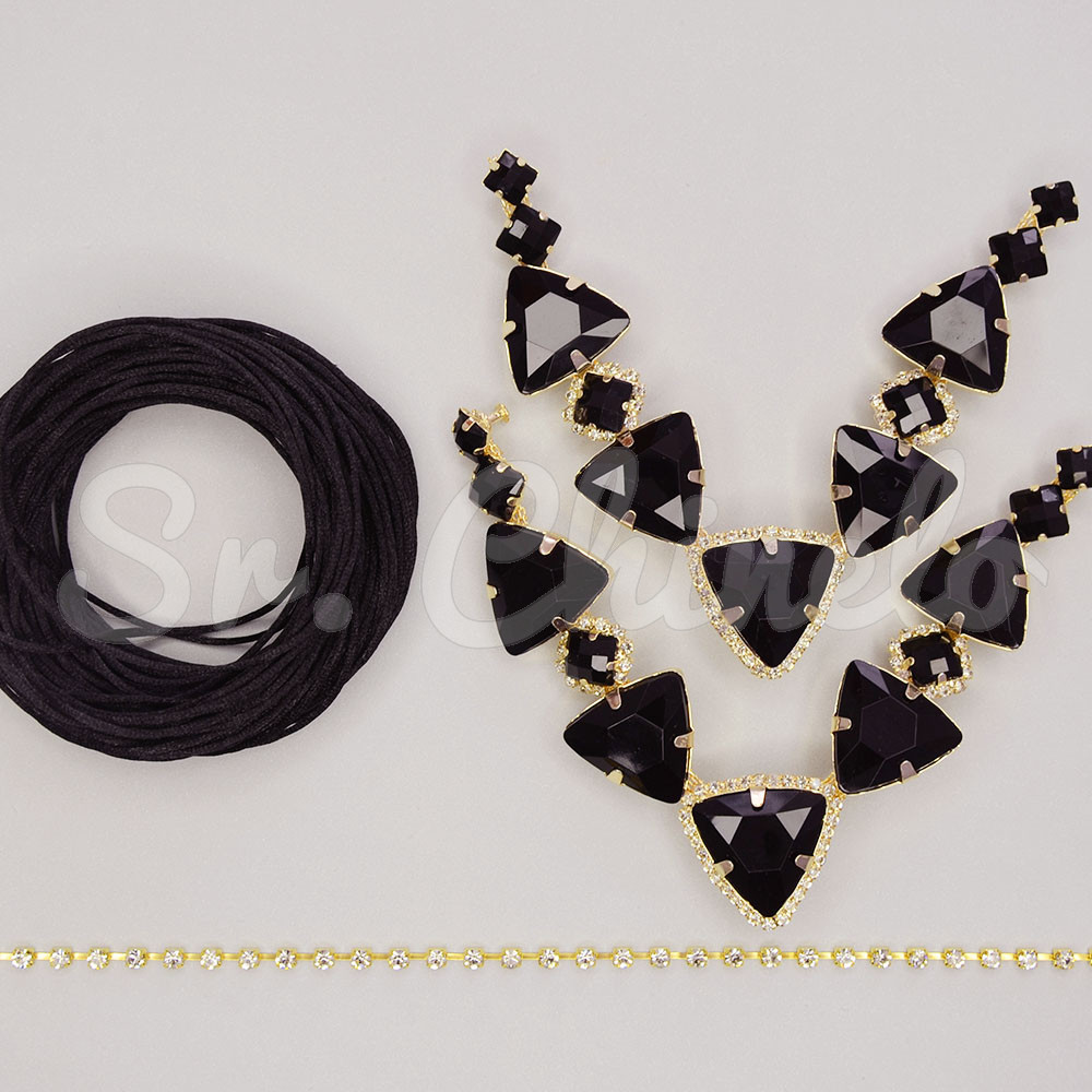 Kit Cabedal Denise, Banhado, Preto