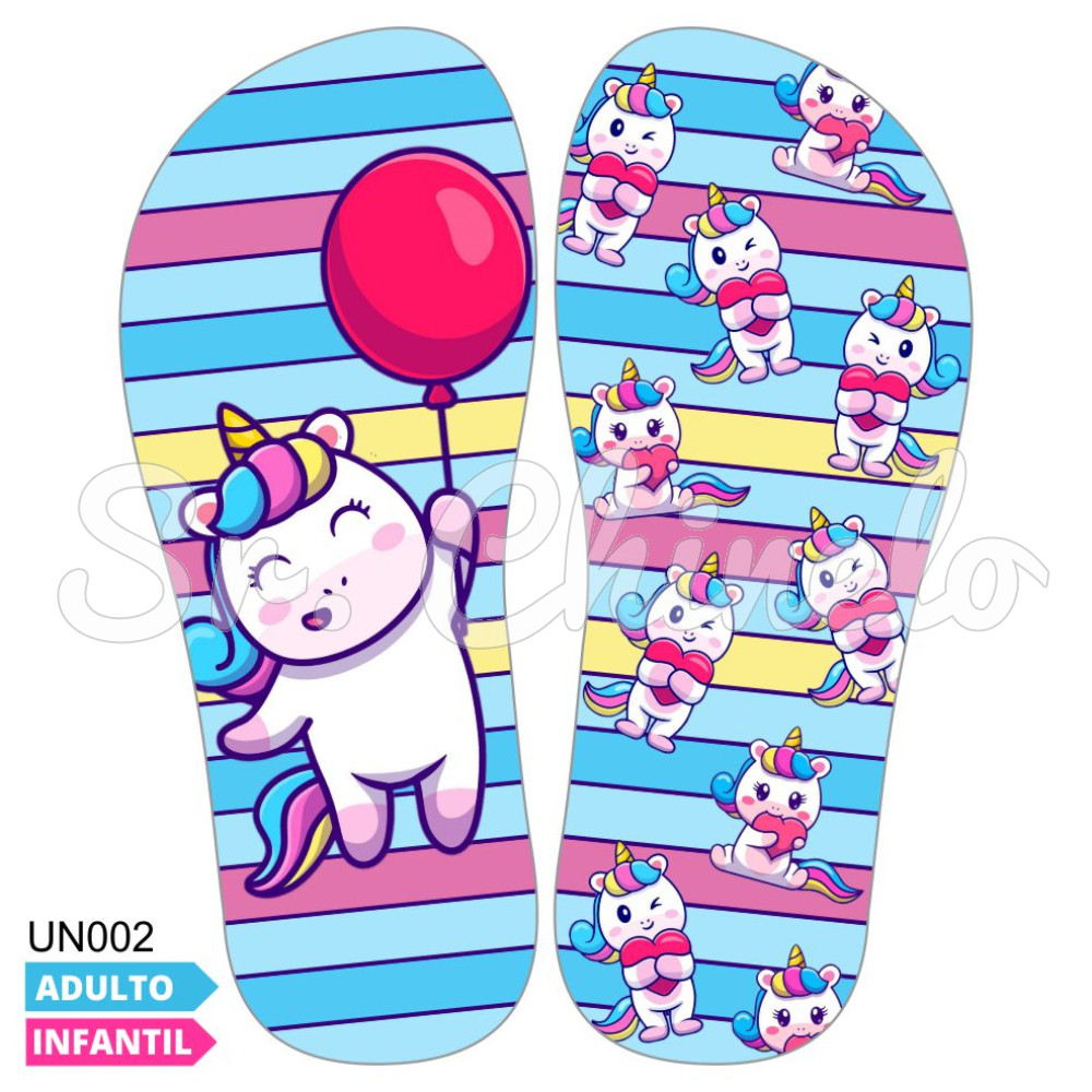 Lonita Sublimada, Unicórnio, Azul/Rosa/Amarelo