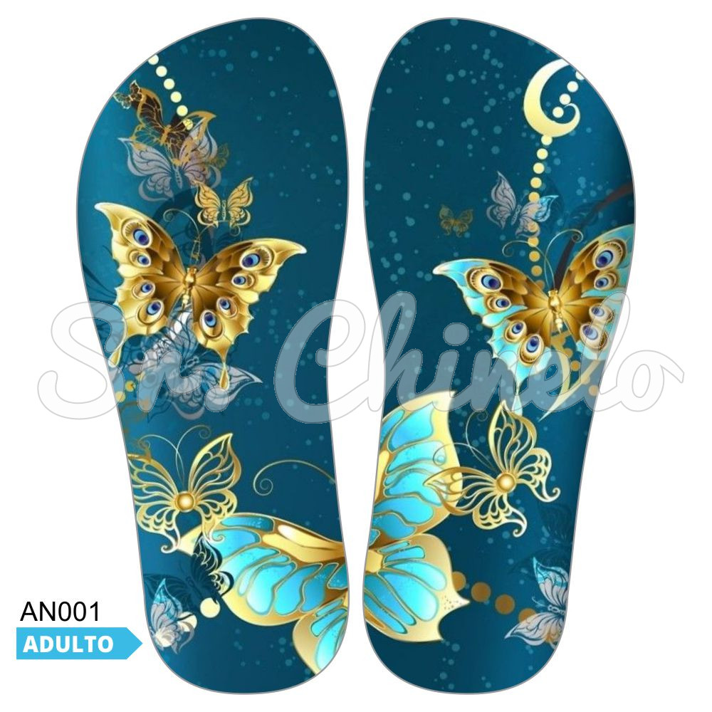 Lonita Sublimada, Borboleta, Dourado/Azul