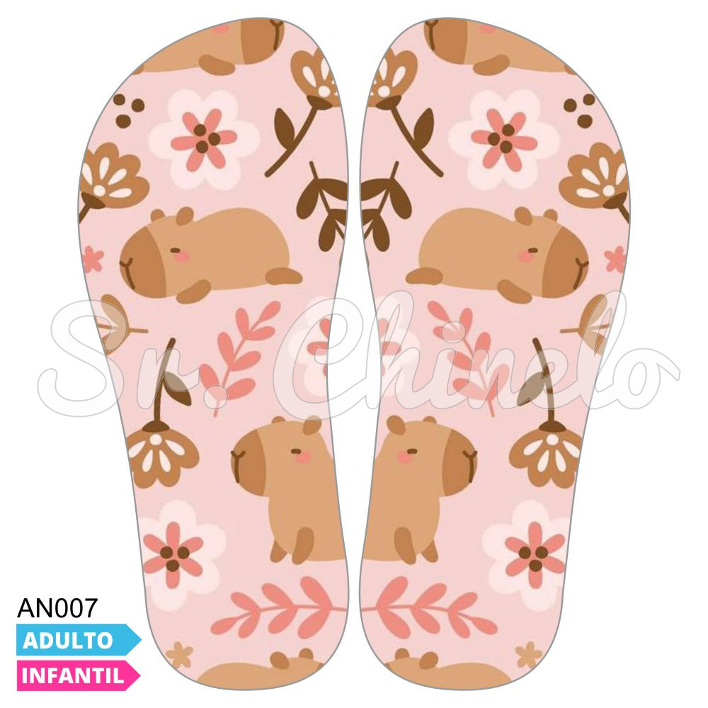Lonita Sublimada, Capivara Floral, Rosa/Marrom