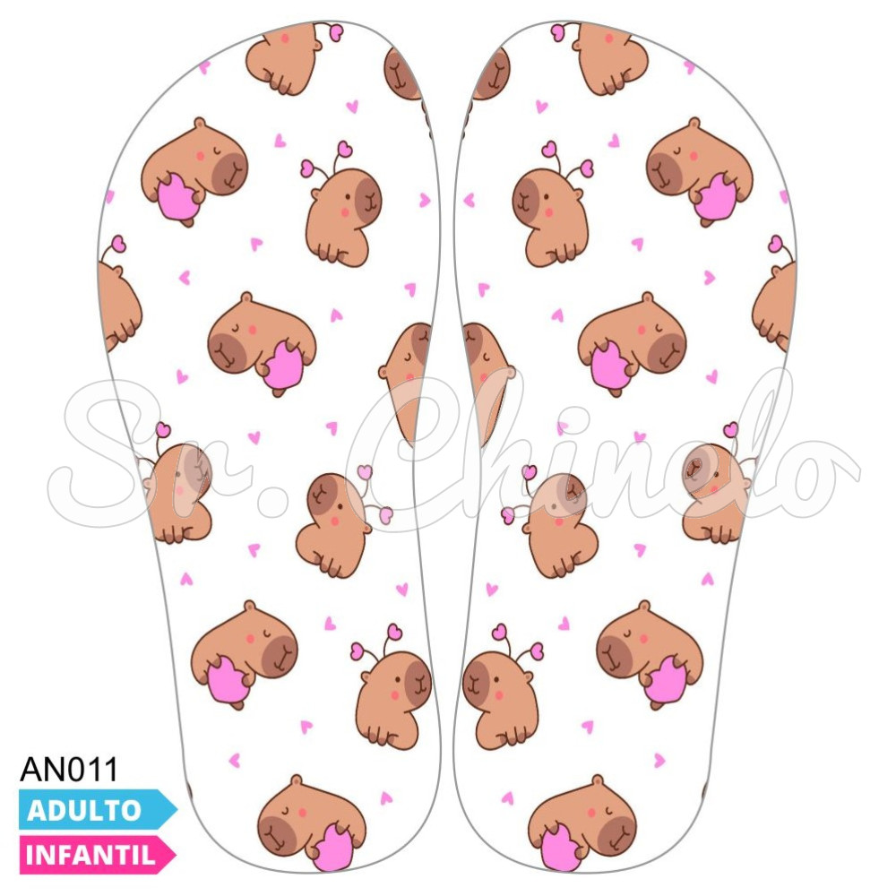 Lonita Sublimada, Capivara Corações, Branco/Marrom