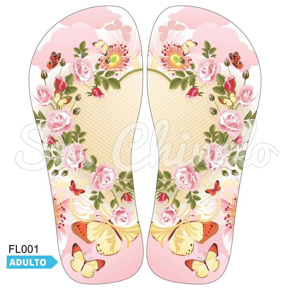 Lonita Sublimada, Floral Coração, Rosa/Verde