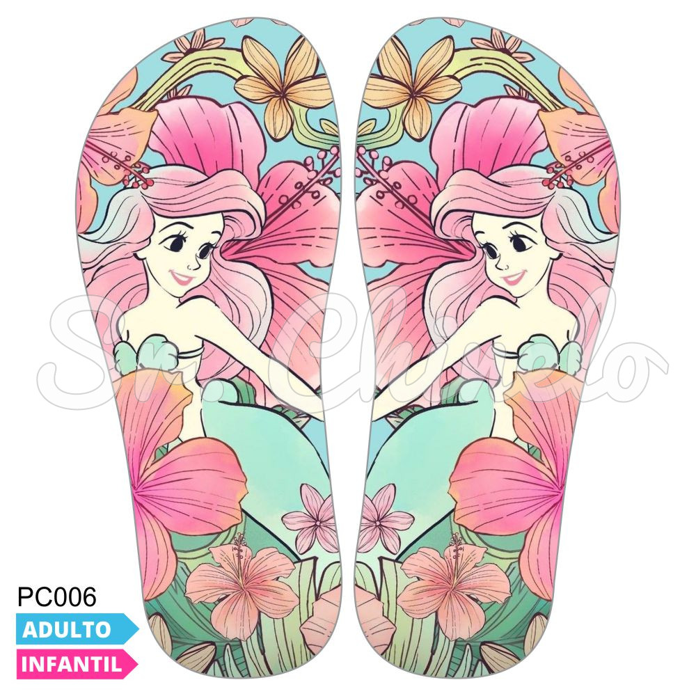 Lonita Sublimada, Floral Princesa Ariel, Verde/Rosa