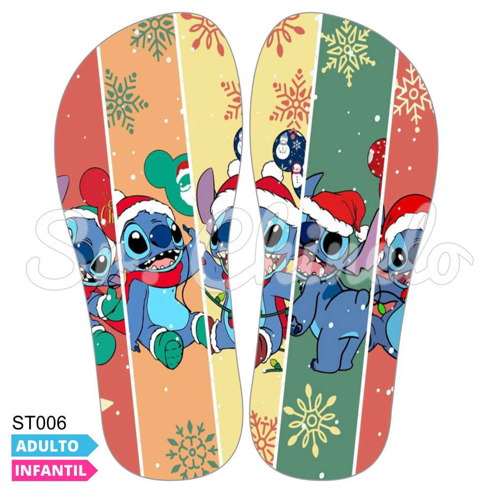 Lonita Sublimada, Natal Stitch, Azul/Amarelo/ Verde/Vermelho