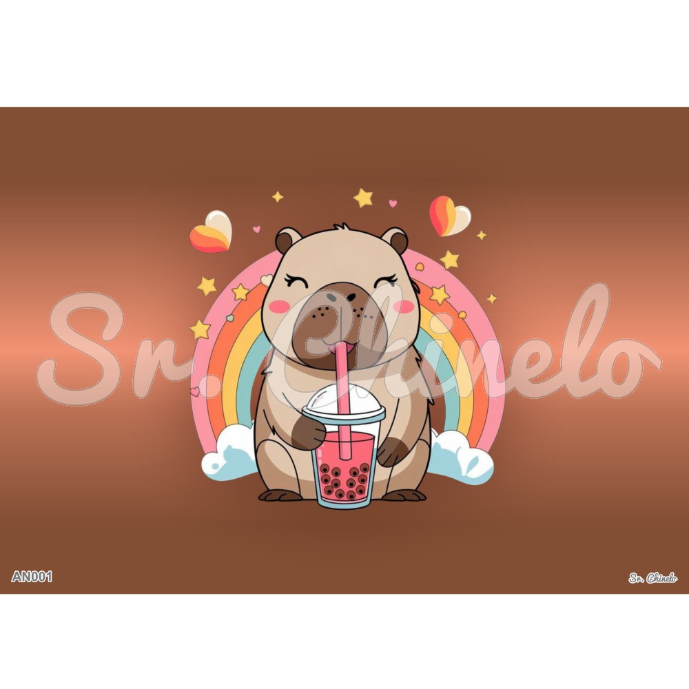 Estampa Sublimada, Animal, Capivara Arco Irís