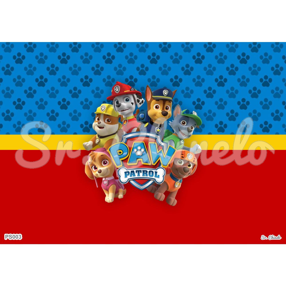 Estampa Sublimada, Patrulha Canina, Azul/Vermelho