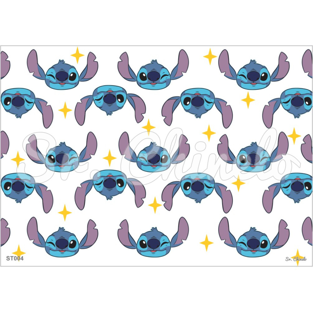 Estampa Sublimada, Stitch, Azul/Branco