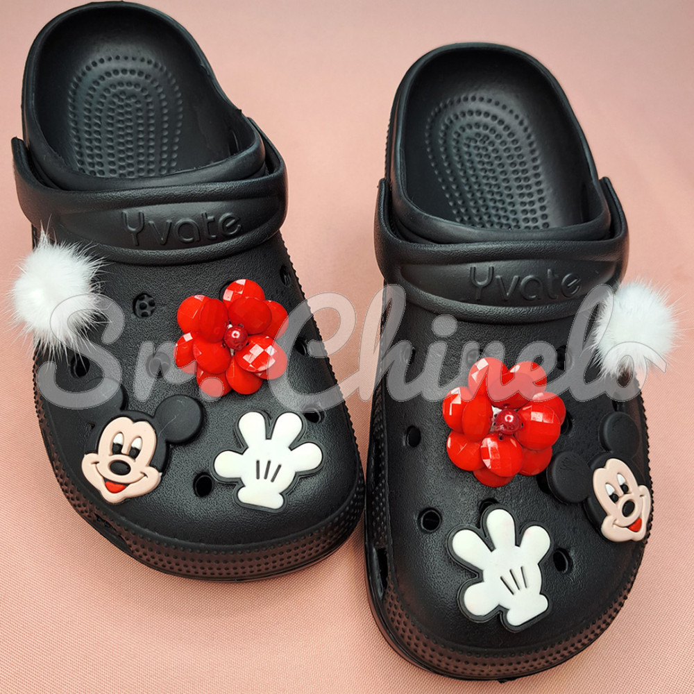 Aplique de Borracha, Luva Mickey, Preto/Branco