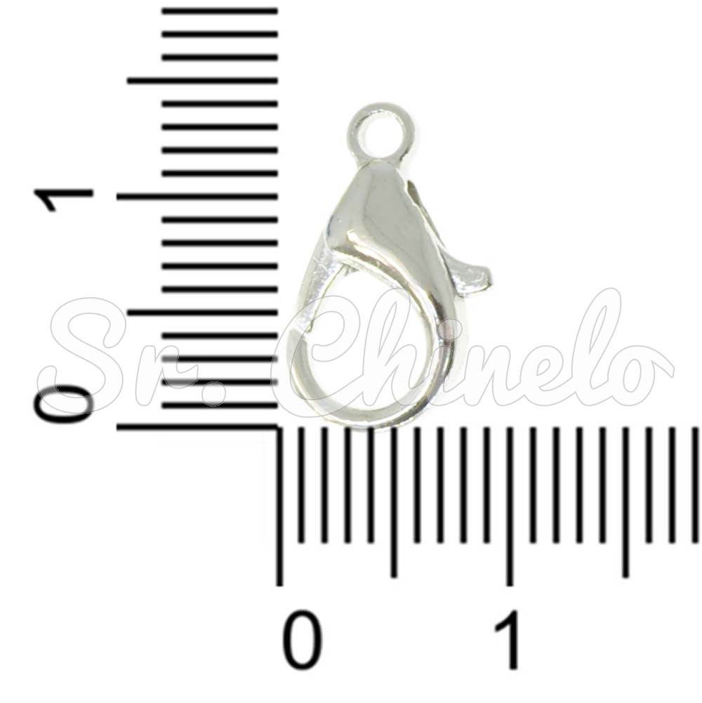 Fecho Lagosta de Metal, 14mm, Prata