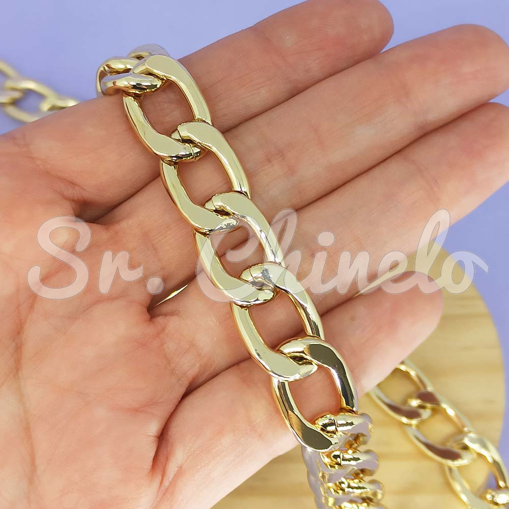 Corrente de Alumínio, Grumet, 13mm x 20mm, Ouro