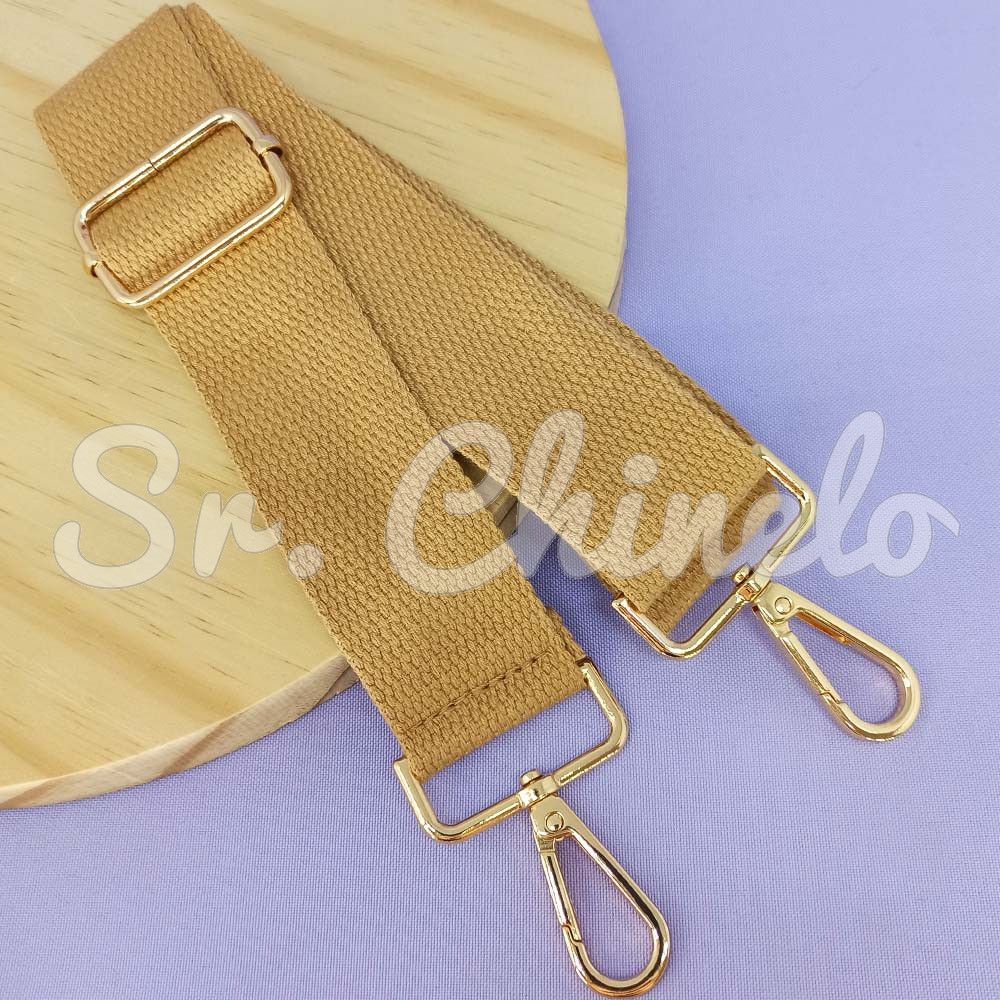 Alça para Bolsa, Tecido e Mosquetões, 140cm, Bege