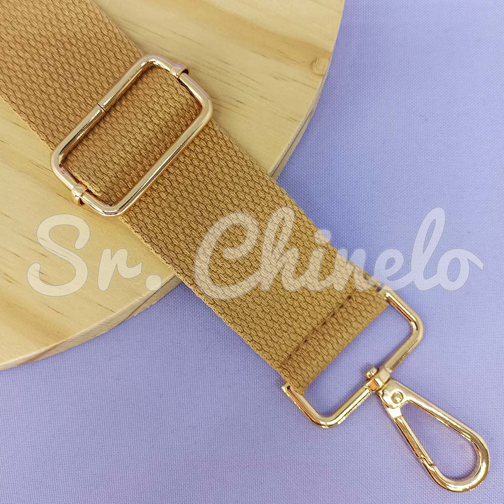 Alça para Bolsa, Tecido e Mosquetões, 140cm, Bege