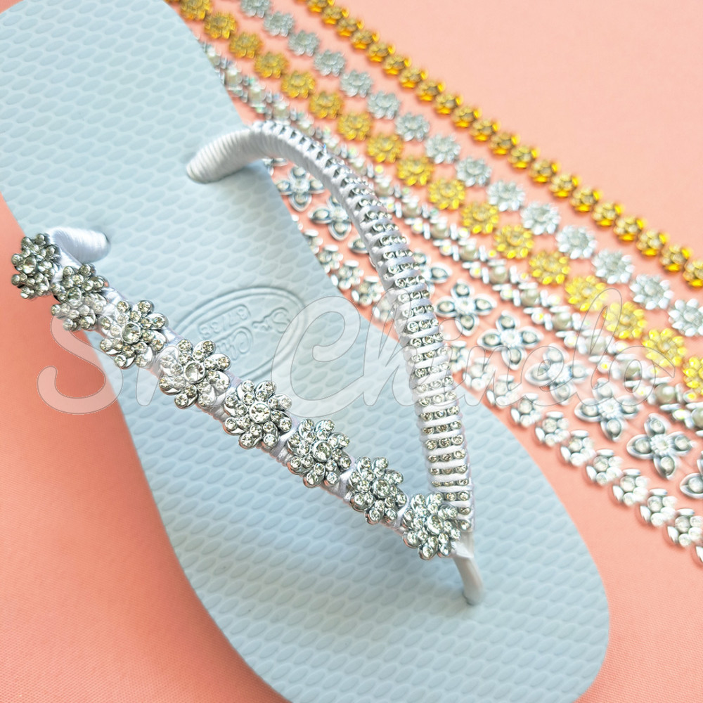 Aljofre de ABS Metalizado, Florzinha 18mm, Prateado/Cristal