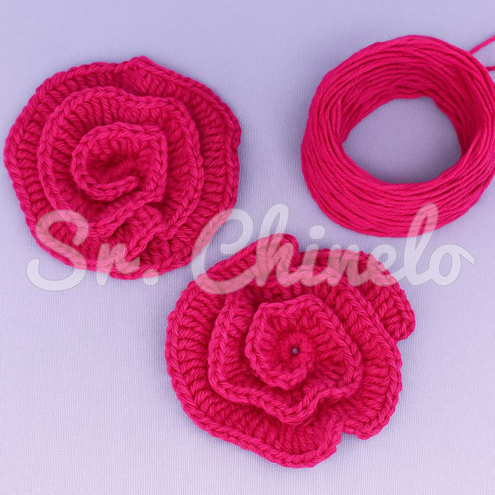 Kit de Aplique em Crochê Camélia, Rosa Pink