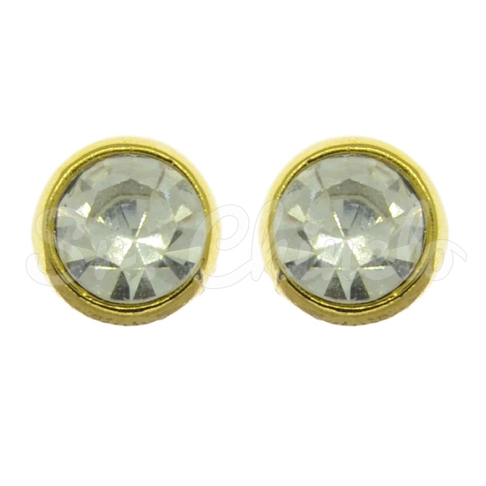 Piercing de Rebite, Ponto de Luz 8mm, Ouro, Cristal