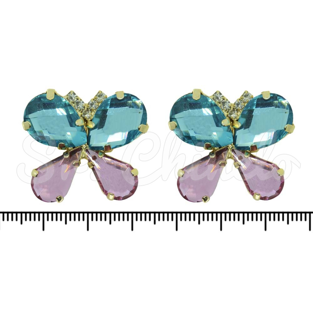 Piercing de Rebite, Banhado, Borboleta, Tiffany/Rosa Claro